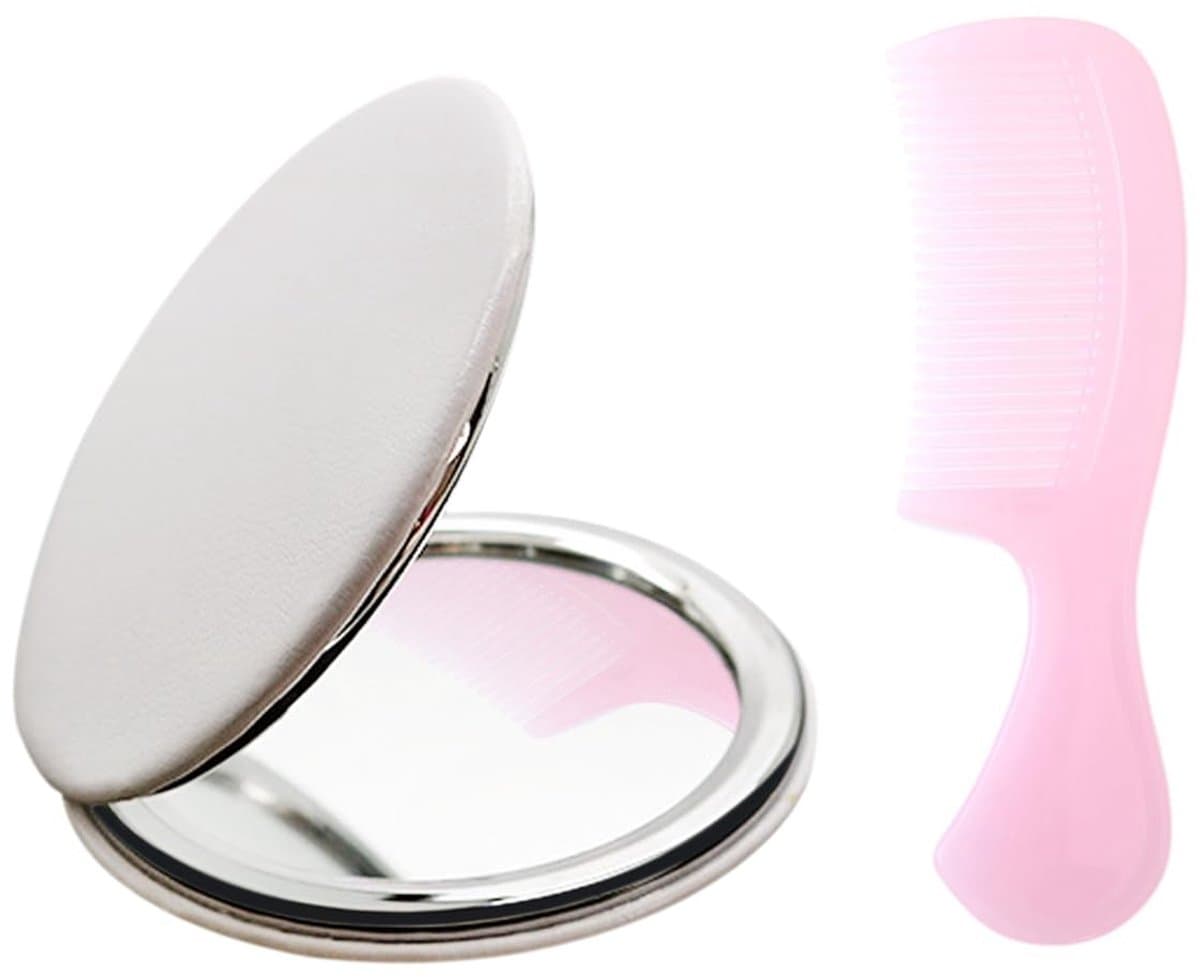 Allecto - Tablet-microscopisch - Make-upspiegel - Compact en handig - Wit - Stijltang - Perfect voor onderweg - Inclusief kam - Roze