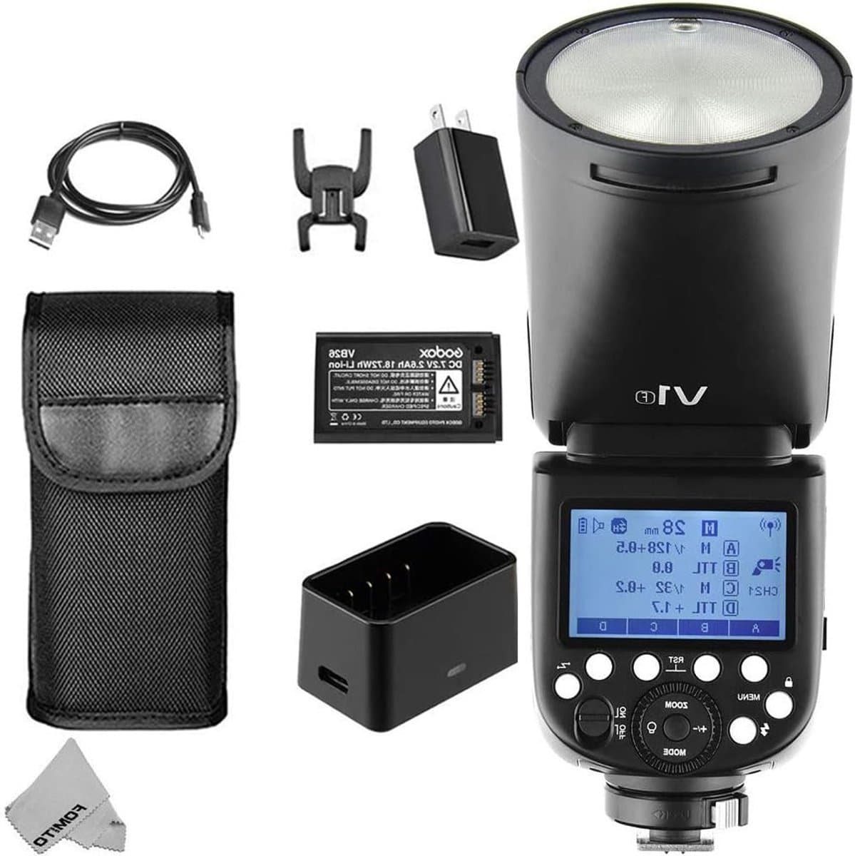 Krachtige 2.4G TTL flitser met ronde kop, 76W GN92, 1/8000 HSS en 2600 mAh batterij voor Fujifilm camera's