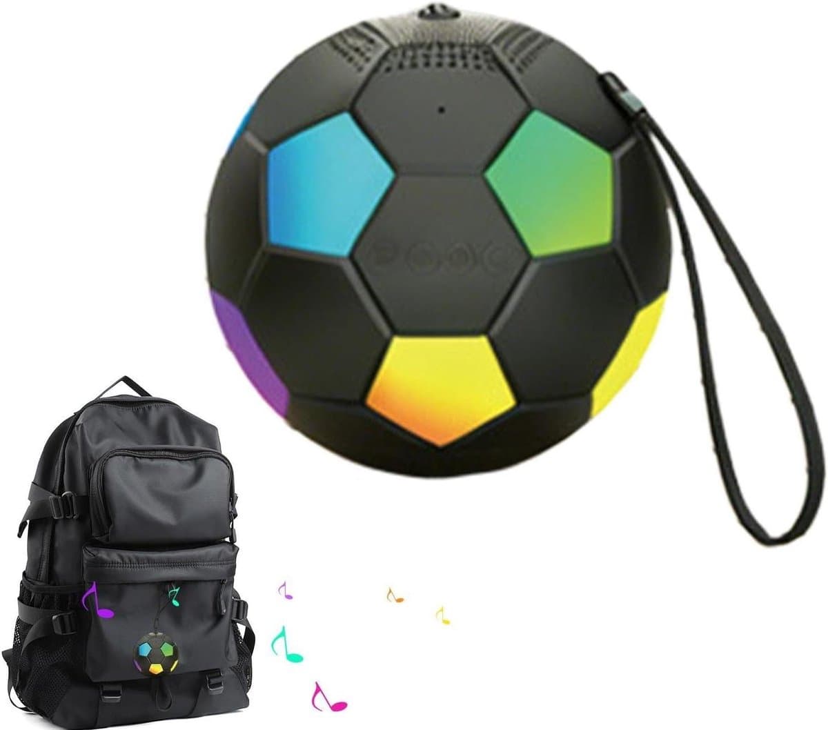 Draagbare Speaker - Feest Geluid - Muziek Buiten - Voetbal Thema - 9 x 9 x 9 cm - Zwart