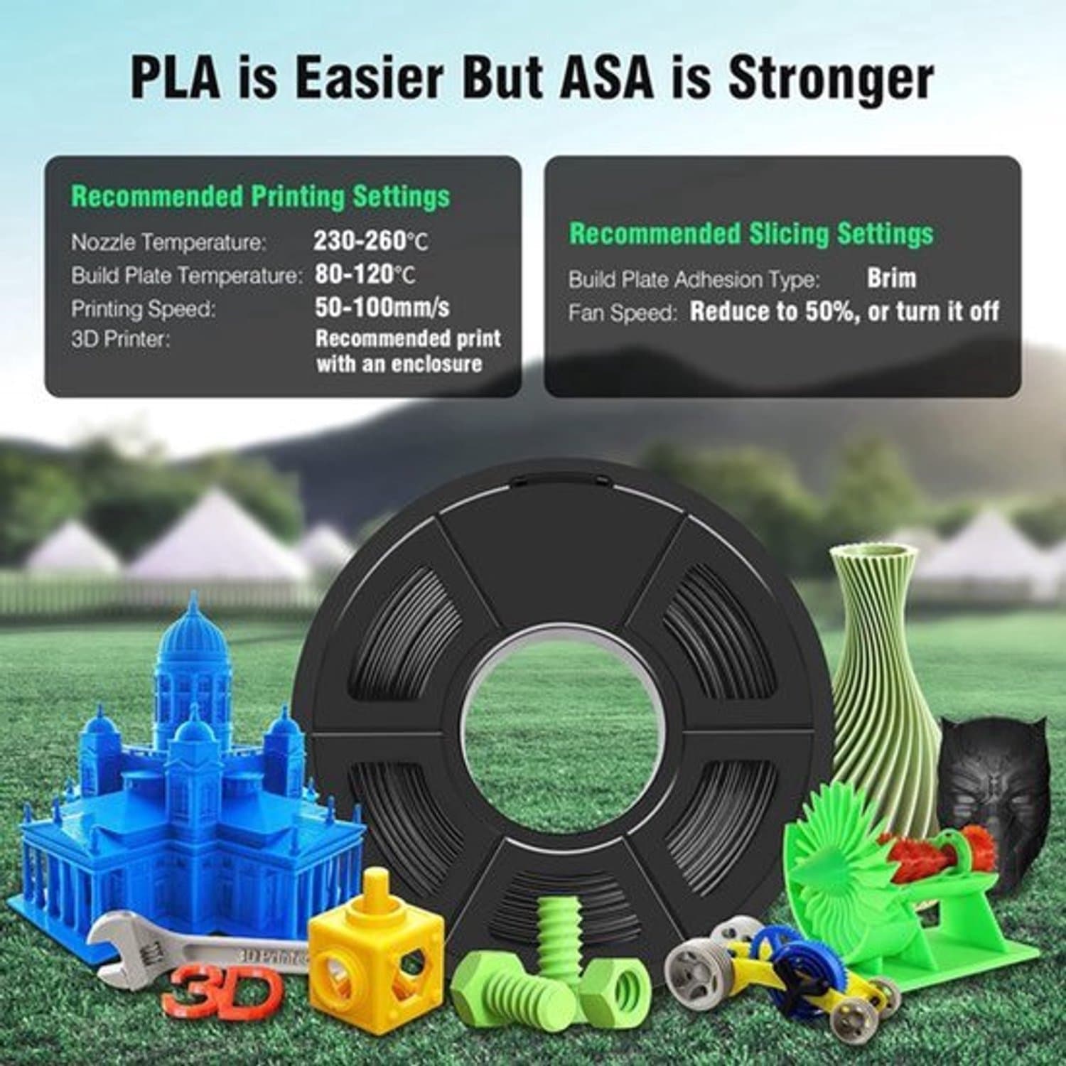 3D Printer Filament ASA 5BL - 1,75 mm Diameter - 5 kg Spoel - Stevig Materiaal - UV Bestendig Buitenprinten