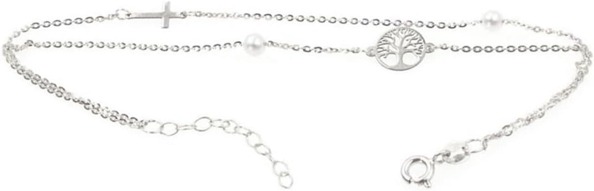 Armband levensboom voor dames, sterling zilver, verstelbaar, 16 + 5 cm, cadeau voor Kerstmis, verjaardag, bruiloft, moeder, sieraden voor dames, meisjes, cadeau voor tieners, lengte