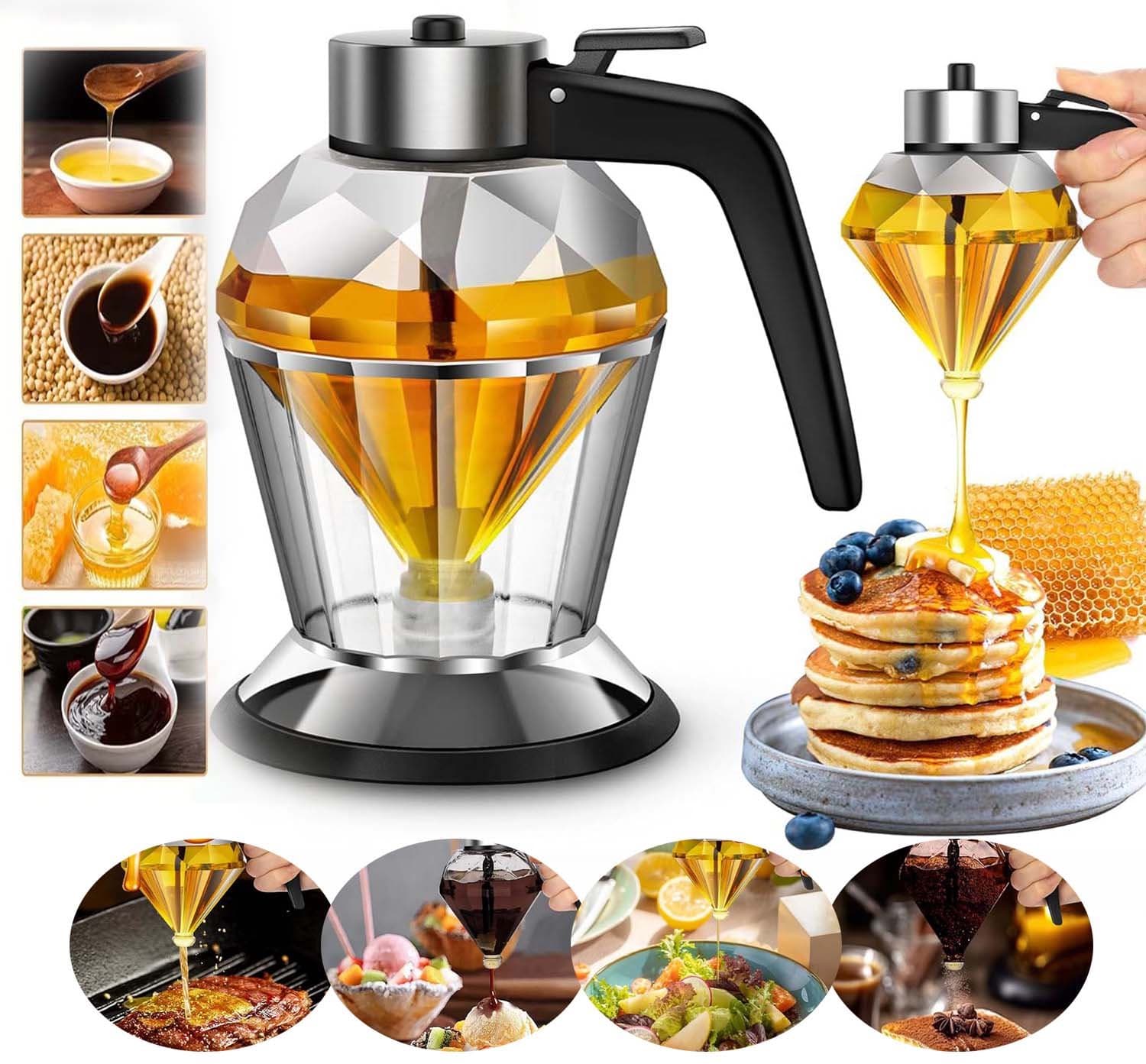 Druppelvrije Siroop Dispenser, Glazen Honingdispenser, Olie Dispenser, Voor Siroop Suiker Sauzen Smaakmakers en Meer.