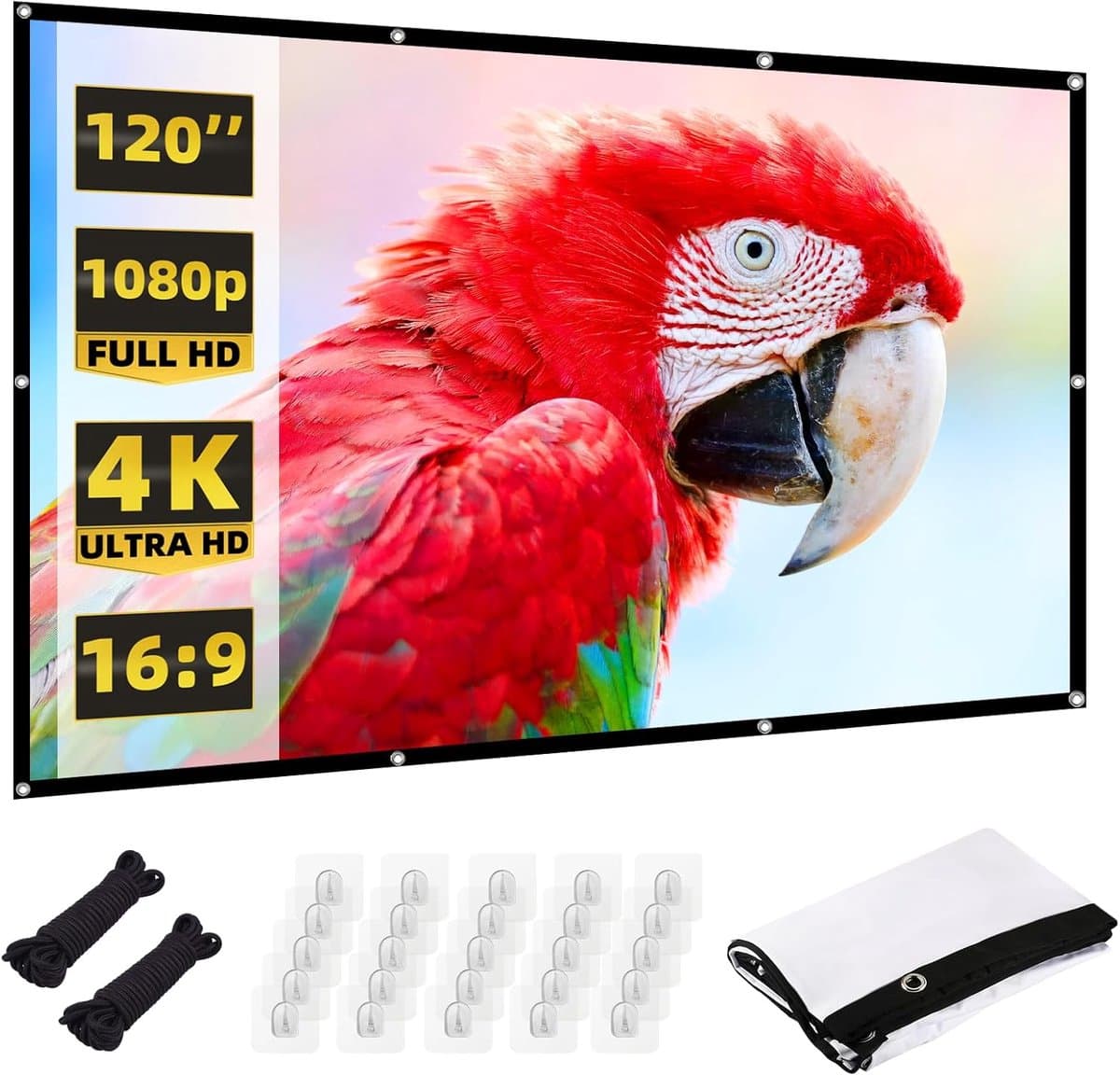 Projectiescherm 120 inch voor buiten - Opvouwbaar Beamerscherm voor Thuisbioscoop en Kamperen