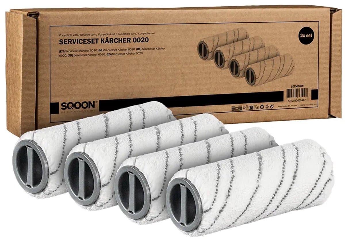 SQOON® Serviceset rollers geschikt voor Kärcher FC 5 / FC 7 - Grijs - Gelijk aan model: 2.055-007.0 - Perfect voor vloerreiniging met schrobmachines
