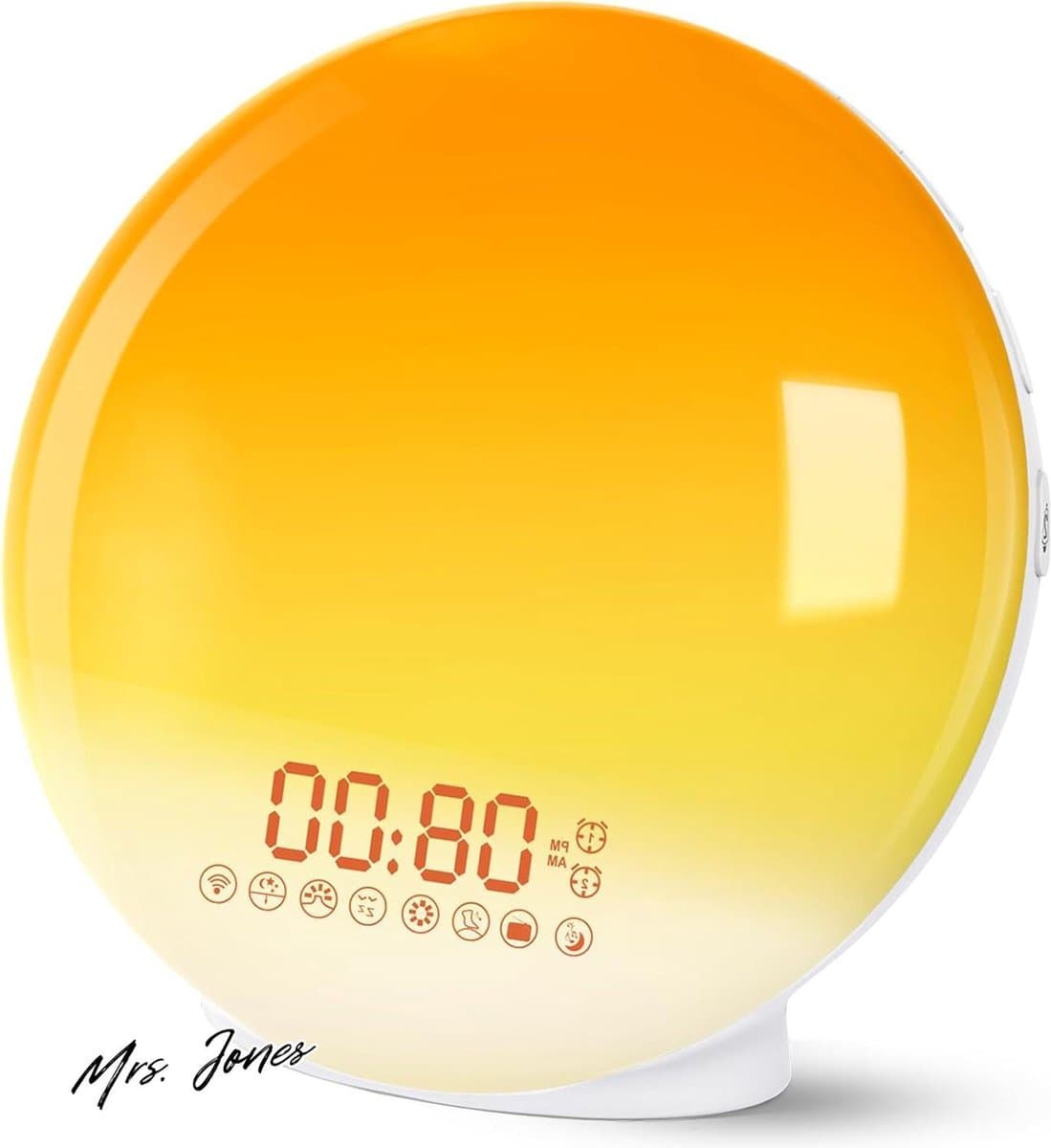 Mrs Jones Wake Up Lichtwekker zonsopgang-zonsondergangsimulatie 7 natuurgeluiden FM-radio en sluimerfunctie volwassenen kinderen - Wektijden .