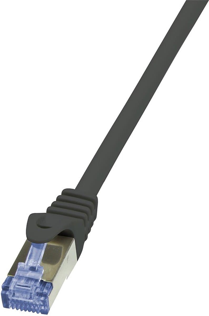 LogiLink CQ3083S RJ45 Netwerkkabel, patchkabel CAT 6A S/FTP 7.50 m Zwart Vlambestendig, Snagless 1 stuk(s)