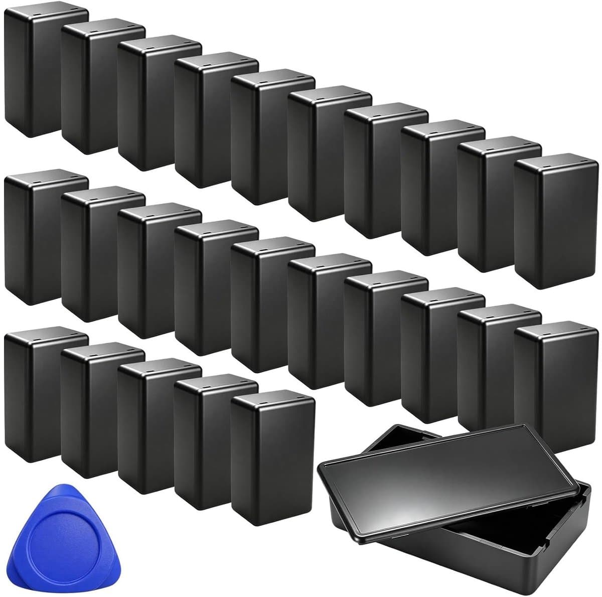 Aansluitdozen set van 24 stuks, zwarte behuizing voor elektronica, compact en veelzijdig 60 x 35 x 25 mm