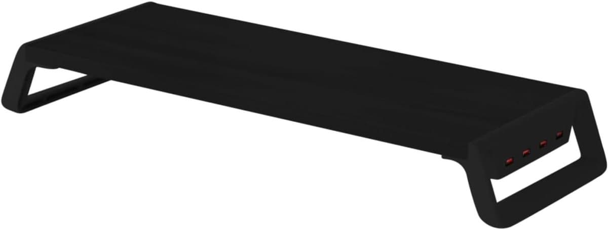 Monitor Verhoger - Bureau Organizer - Ergonomisch Werken - Met 4 USB Poorten - 50x20x7.5cm - Zwart