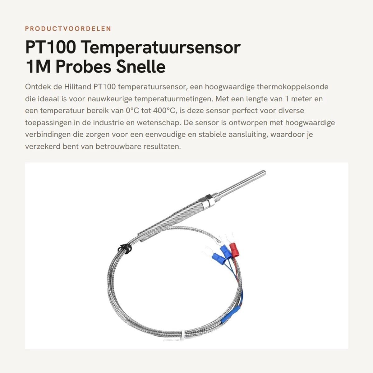 Dailygoods- Temperatuursensor PT100 - Temperatuursensor Wifi - Hoge Temperatuur Weerstand - Snelle Respons - Stabiele Prestaties - Precisie Meetprobe - Thermometer