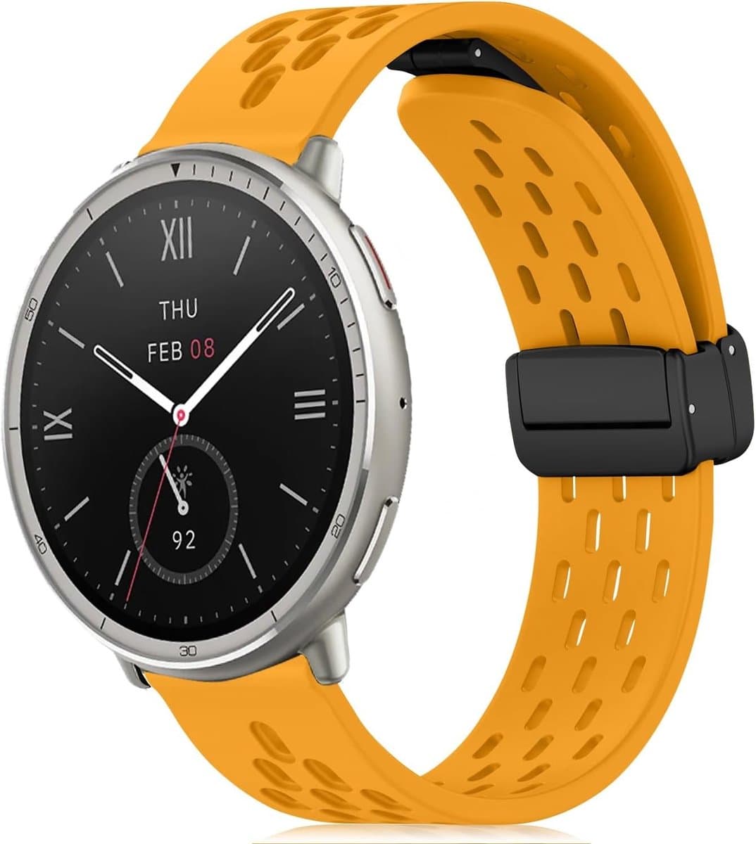 Silicone Vervangarmband voor Smartwatches - Sportieve Armband met Magnetische Sluiting voor Amazfit Bip 3/3 Pro en GTR/GTS Modellen, Geel en Duurzaam Design