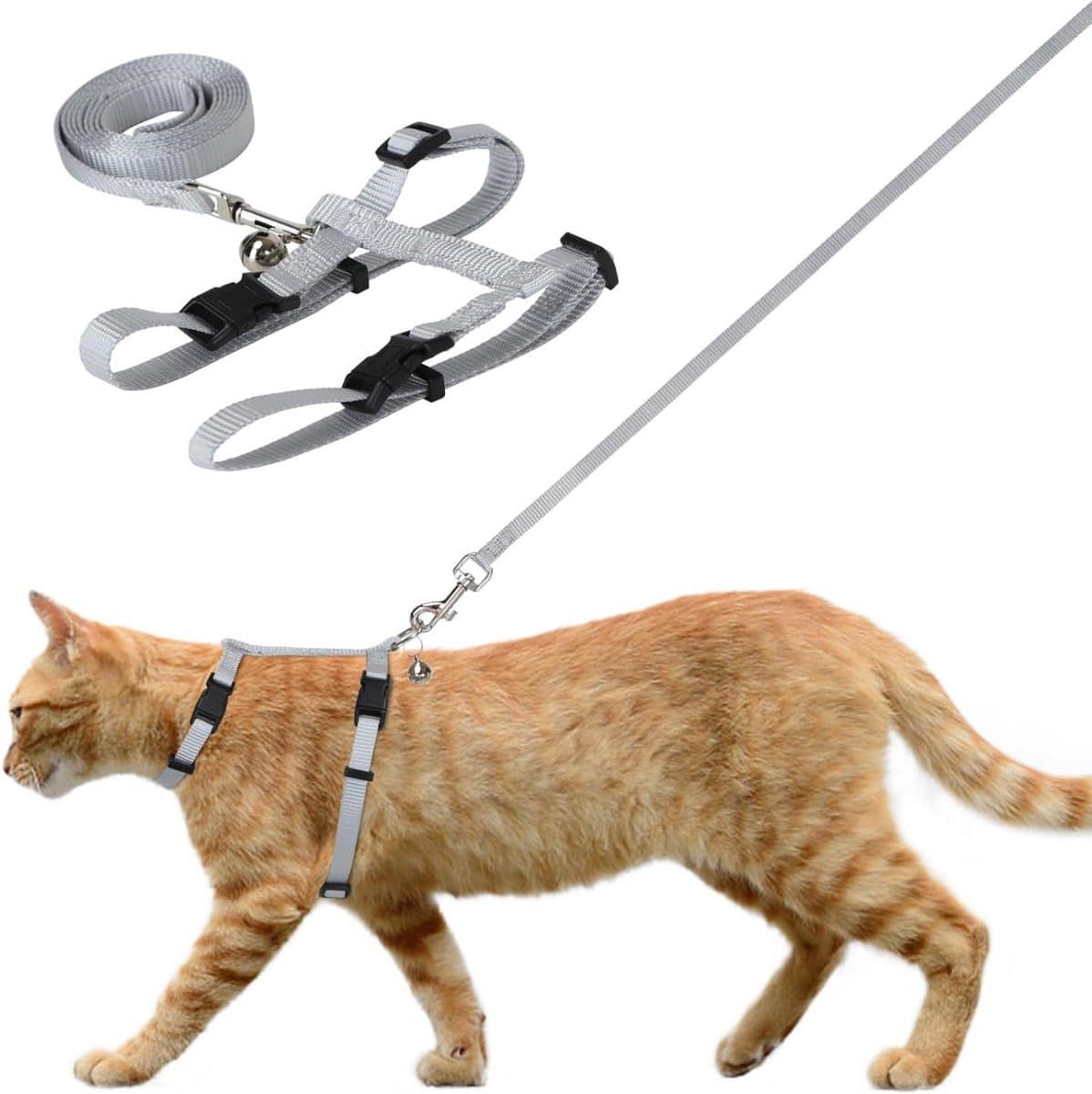 Honden en Katten Tuigje - Veiligheidsharnas Puppy - Veilig Wandelen Buiten - Verstelbaar Anti-ontsnapping - Borst 26-42cm - Grijs