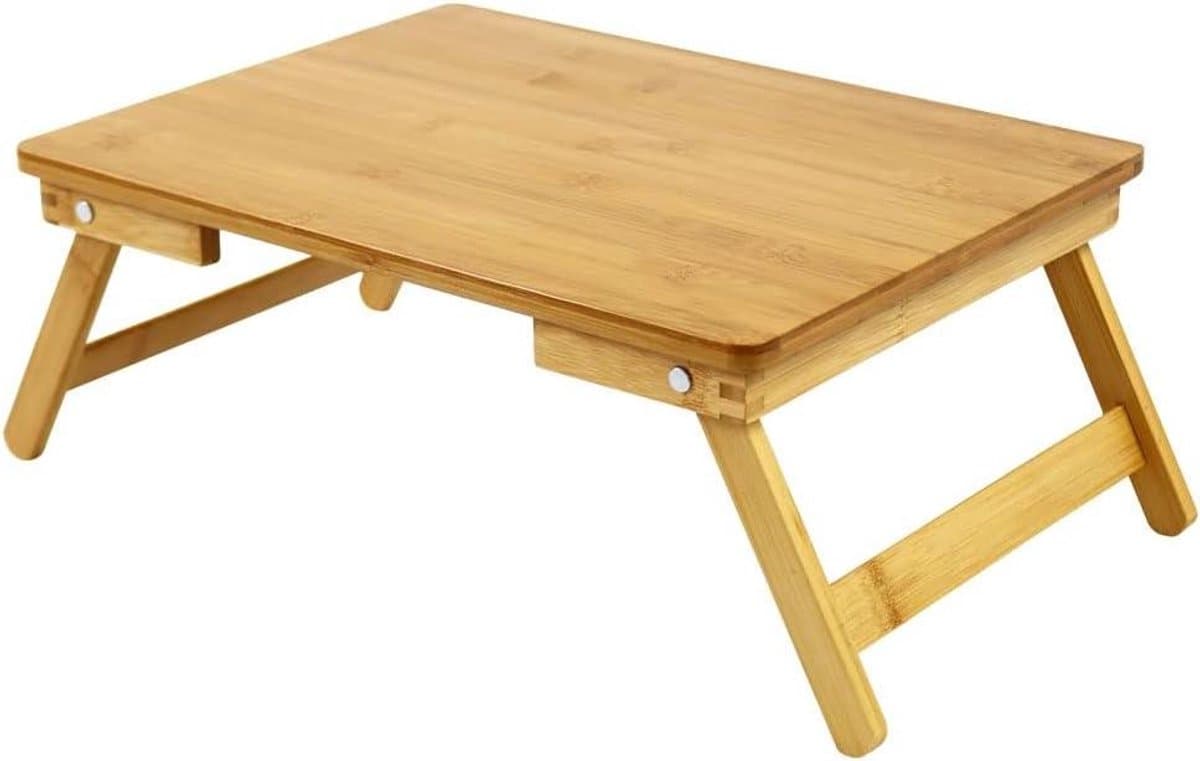 Laptop Bed Tafel - Schoot Bureau - Ontbijt in Bed - Opvouwbare Poten - 40x30x17 cm - Natuurlijk