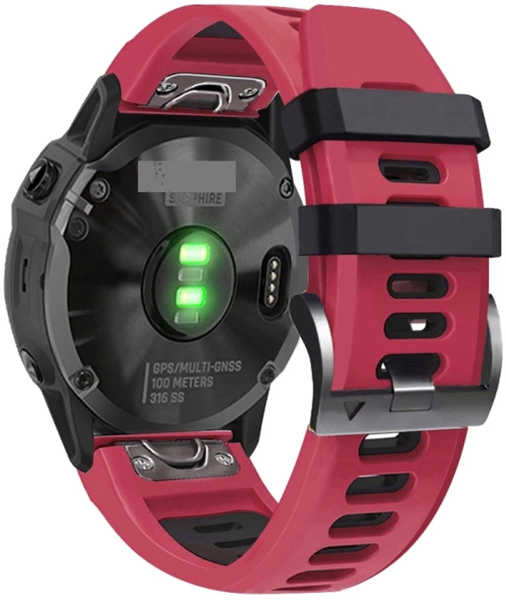 Voor Garmin Fenix 5 22mm Silicone Sports Two-Color Watch Band (Red+Black)