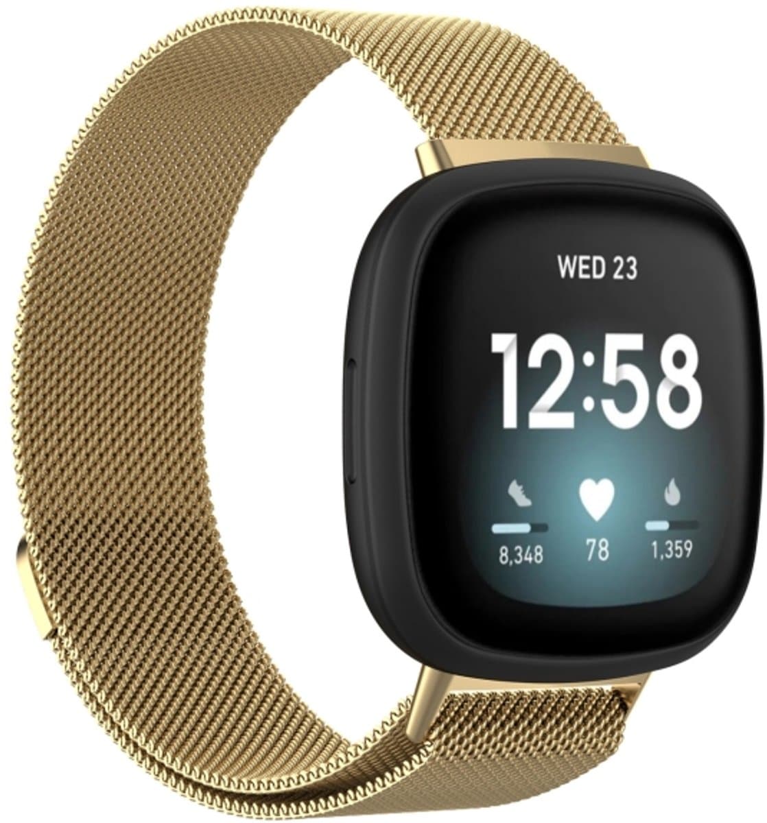 For Fitbit Versa 4 Milanese Magnetic Metal Weave Watchband, Small Size(Gold)