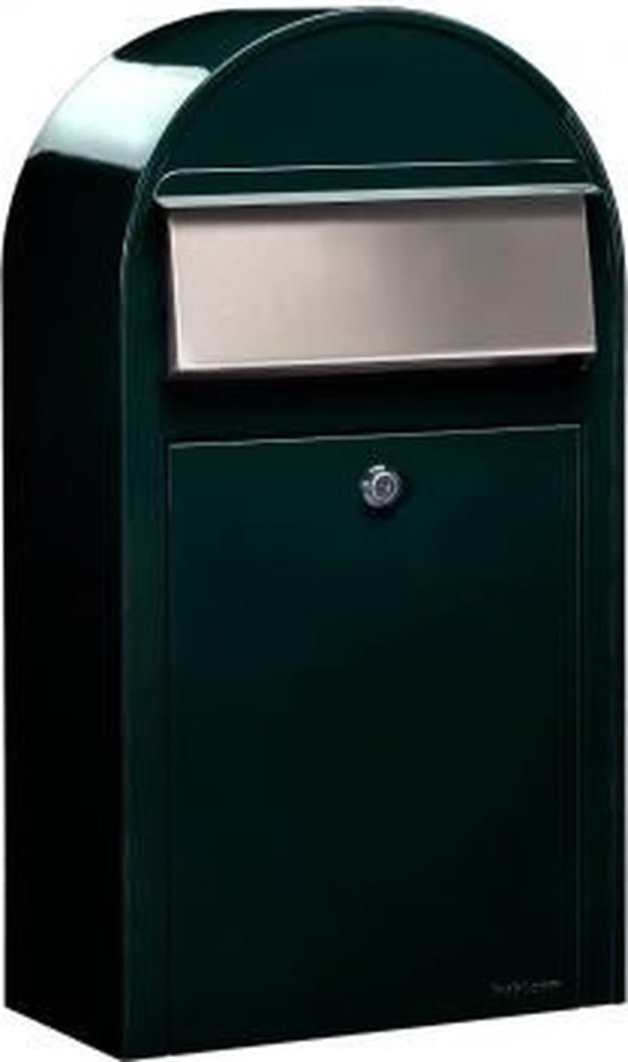 Brievenbus Bobi Grande S (Slim) Zwart Groen / RVS Klep