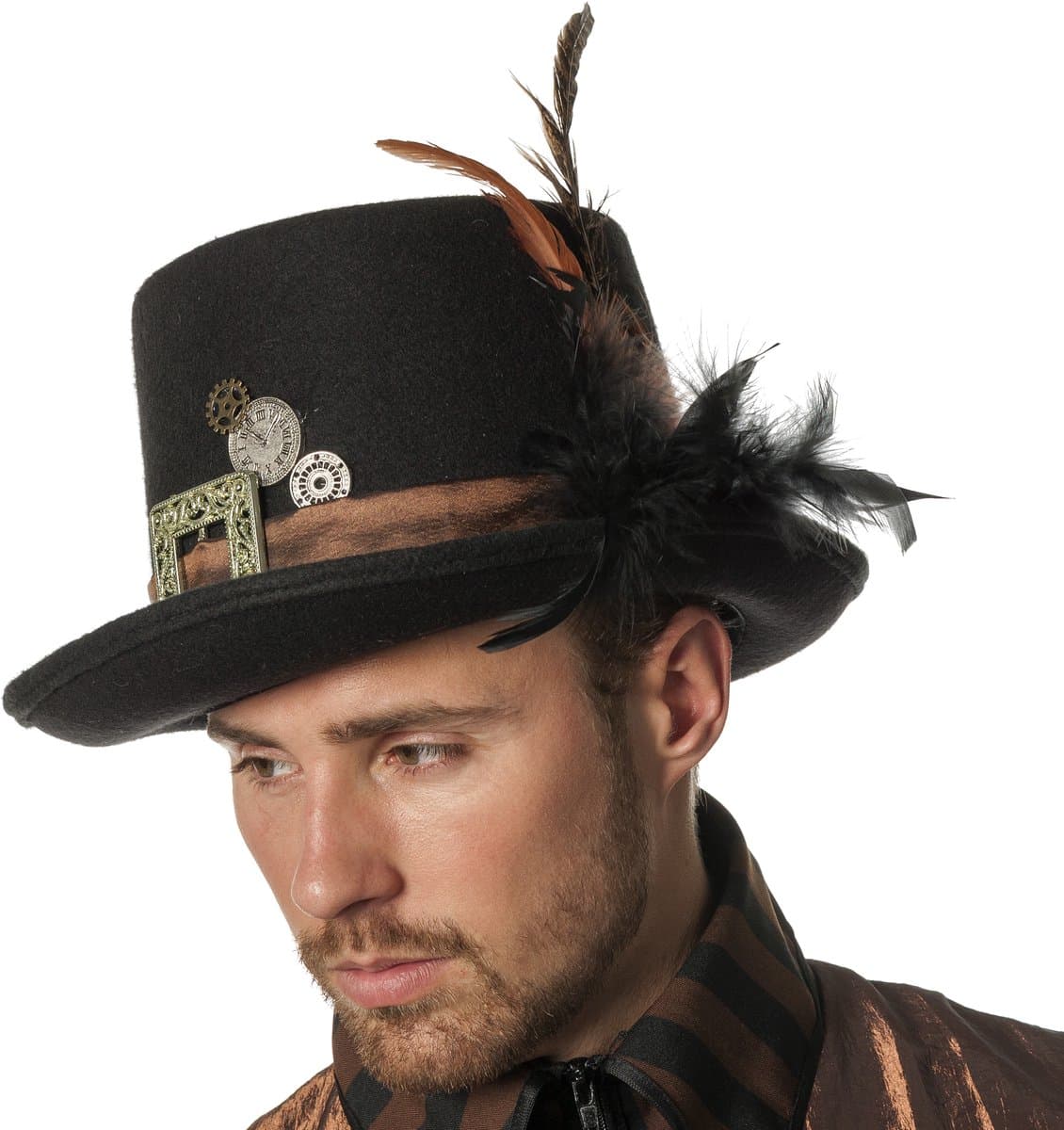 Steampunk hoed met veren
