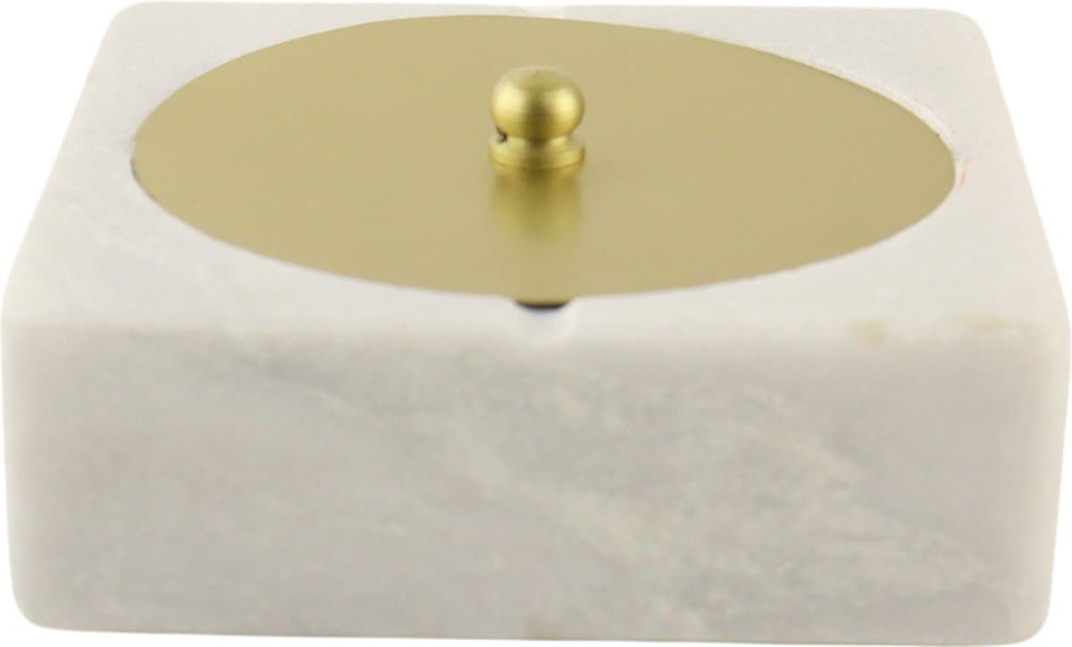 NORDIX Asbak - Asbak met Deksel - 15cm - Marmer - Metaal