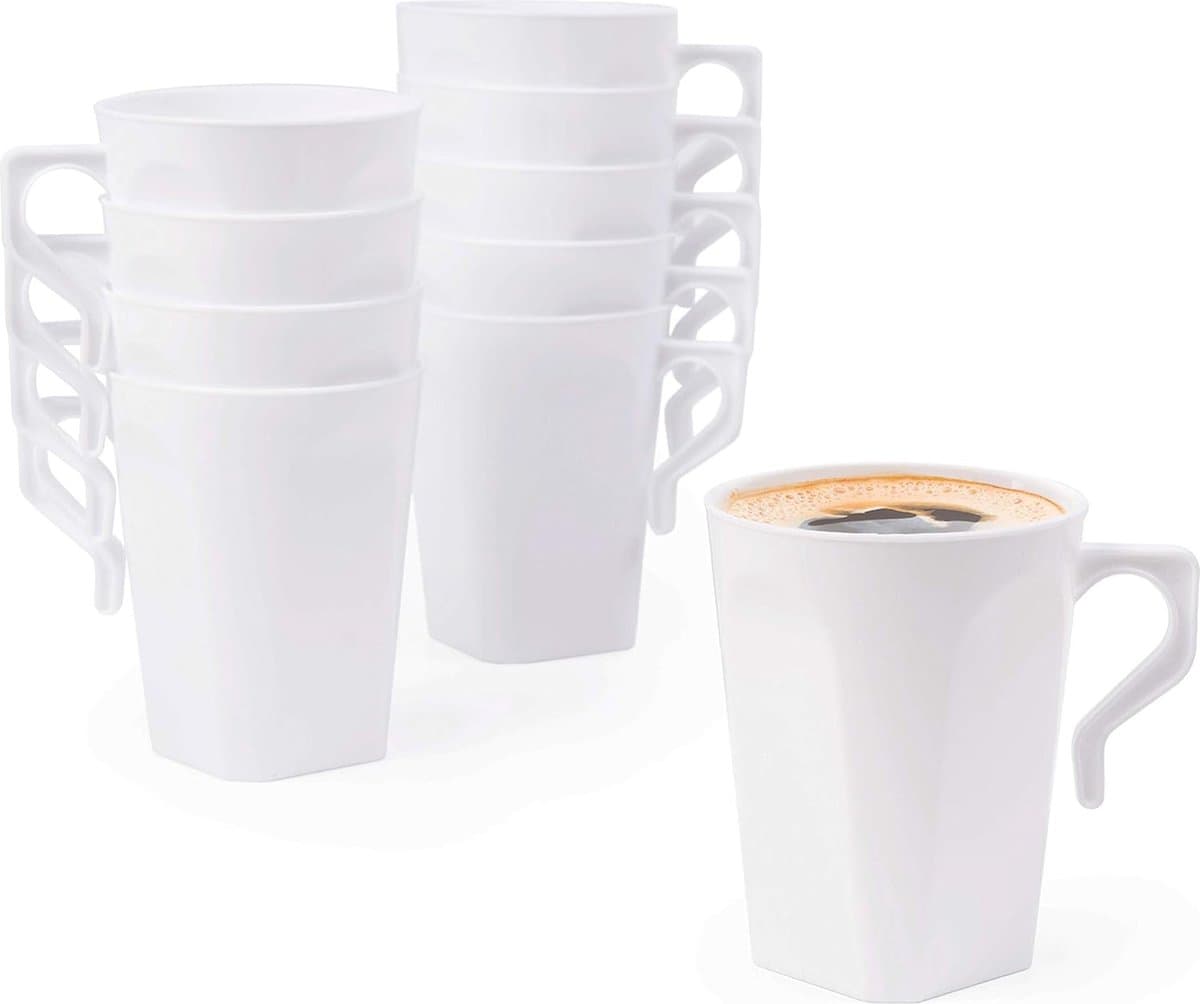 MATANA 50 Hard Plastic Koffiekopjes, Koffiemokken, 240ml - Stapelbaar en Herbruikbaar - Kamperen, Feesten en Buitenevenementen