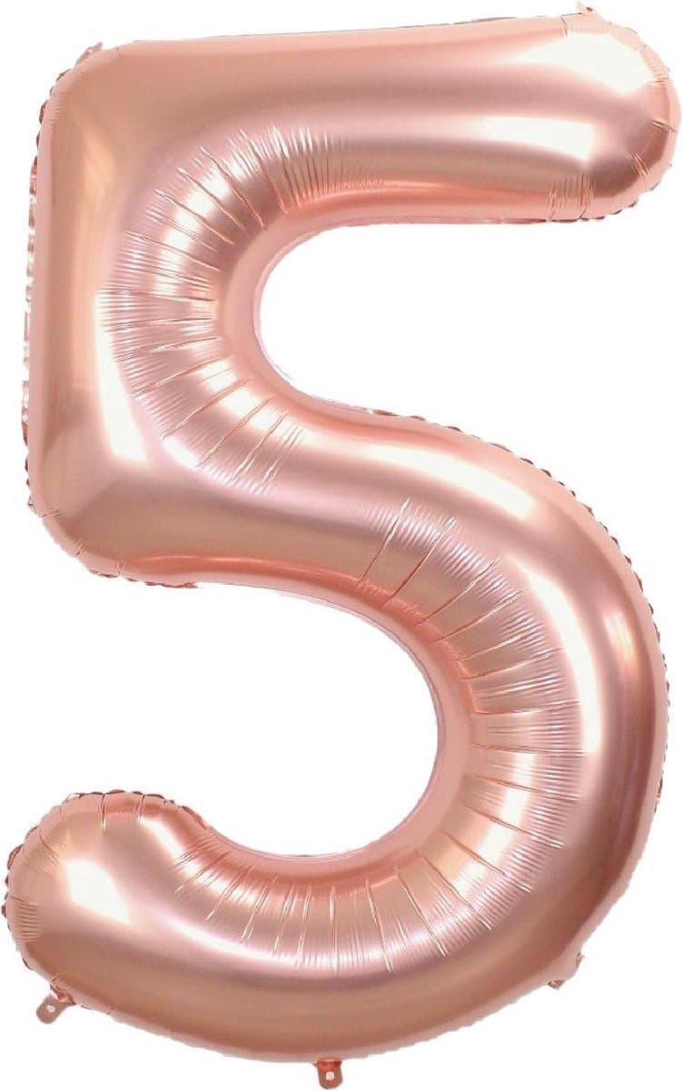 New Age Devi - Feestelijk - Folieballon - 70cm - Ros Goud - Cijfer 5