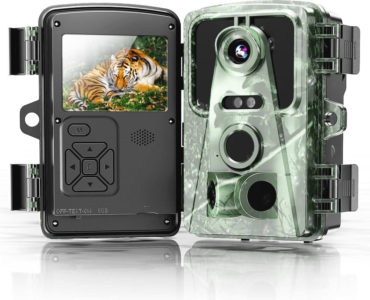Wildcamera Full HD met Nachtzicht, 32G Geheugenkaart en 120° Detectiehoek voor Buiten