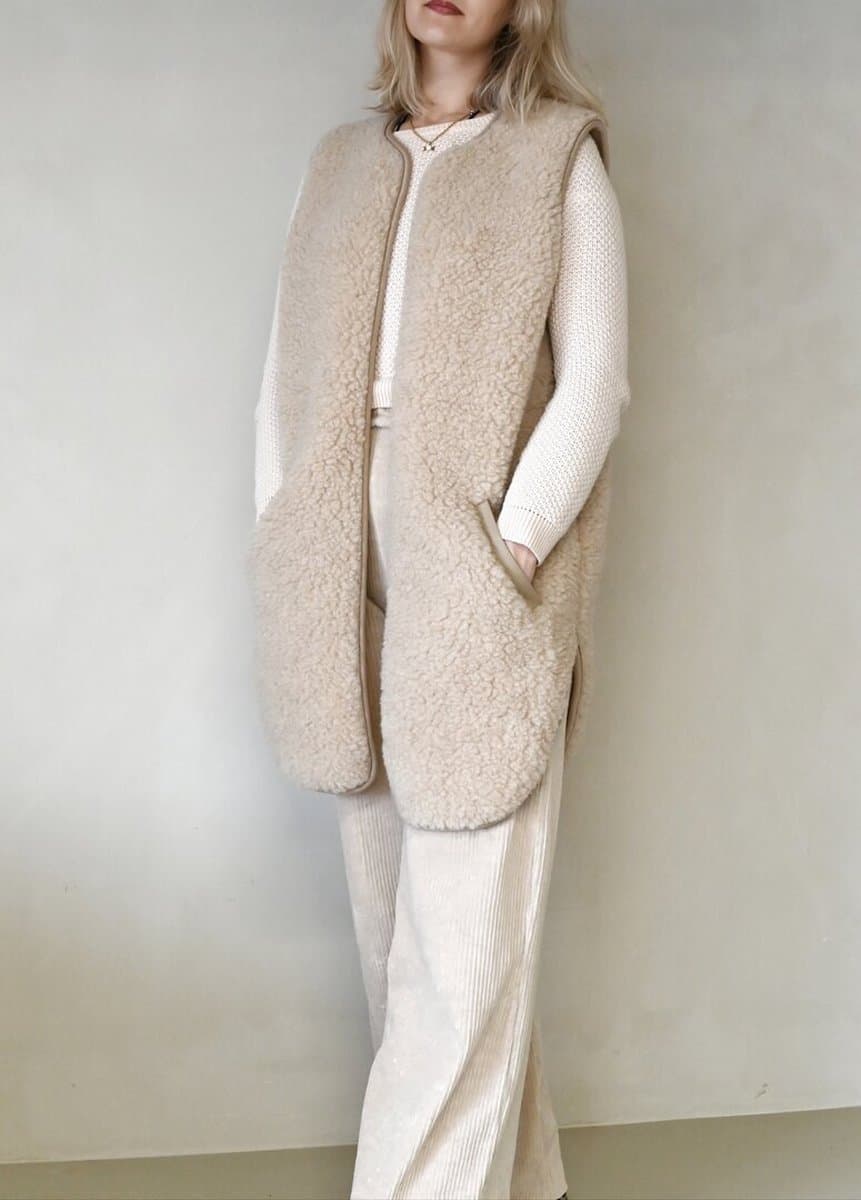 WOLLIES Amsterdam - Dames Vest / Gilet - Amandel - Maat L/XL