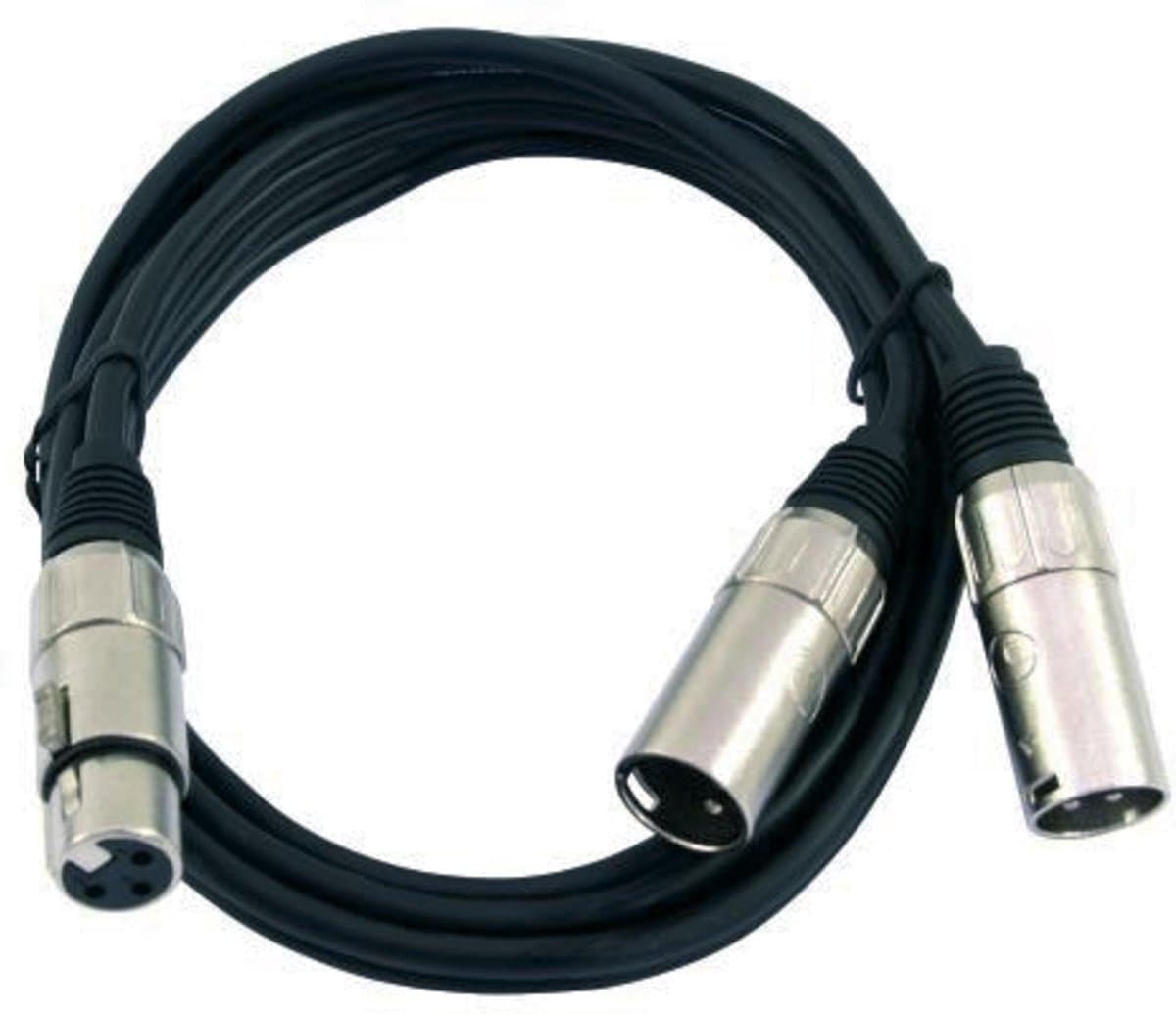 Omnitronic 30225205 XLR Adapterkabel [1x XLR-bus 3-polig - 2x XLR-stekker 3-polig] 1.50 m Zwart