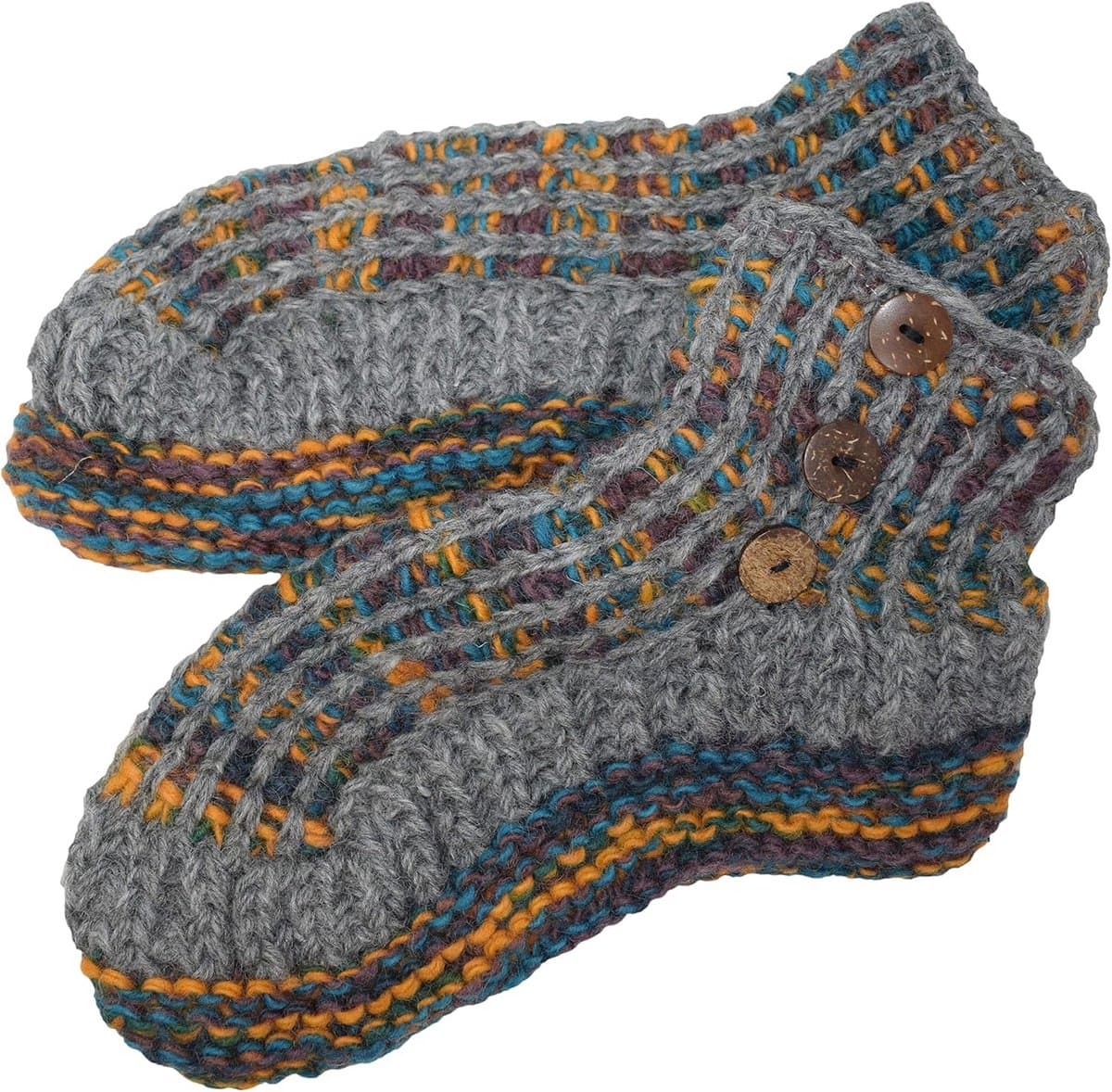 Gebreide wollen slipper sokken met fleece voering - een maat - zilver