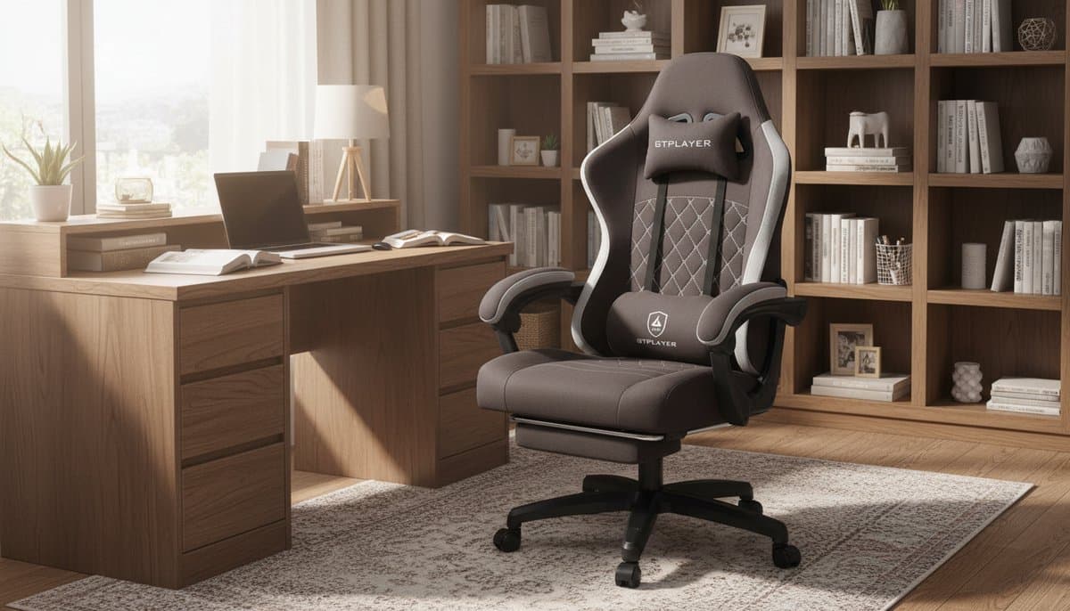 Gamingstoel – Casa Velluto TitanSpring Pro Ergonomische Bureaustoel met Pocketvering Zitkussen & Voetsteun – Stoffen Gaming Chair met 135° Verstelbare Rugleuning – Luxe Draaistoel voor Gaming & Thuiswerken – Belastbaar tot 150 kg – Bruin