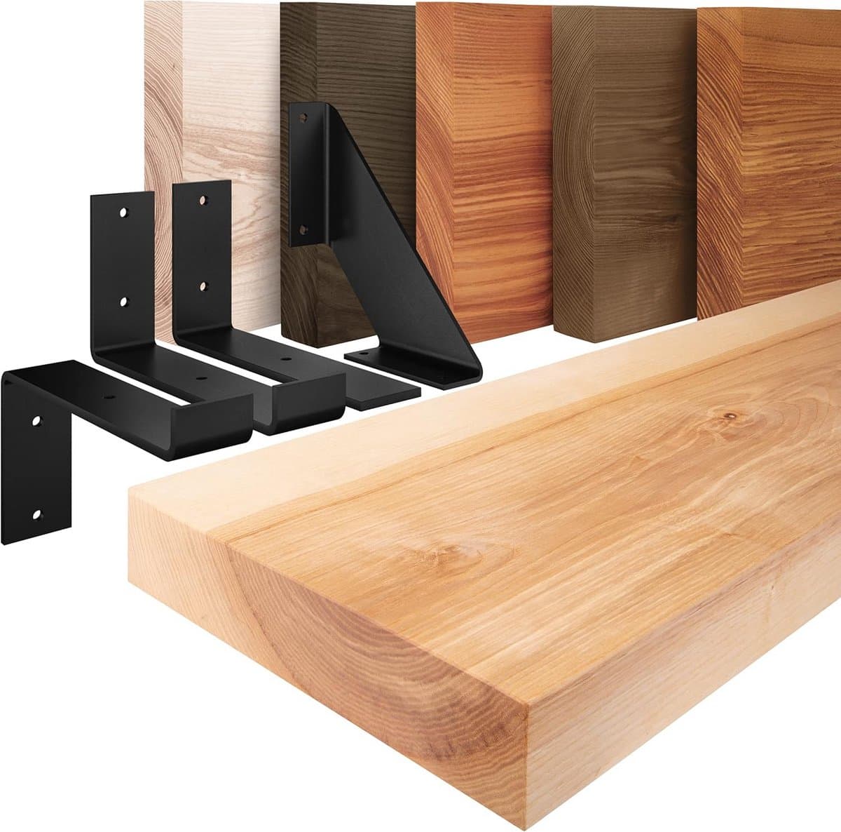 Massief Houten Wandplank 100 cm - Industrieel of Rustiek - 4 cm Dikken Essen Hout