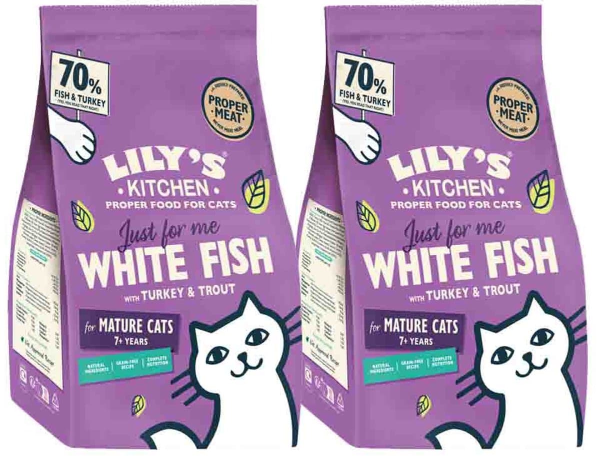 Lily's Kitchen Kattenvoer Droog Senior Witvis Kalkoen Forel - 2 x 800 gr - Voordeelverpakking