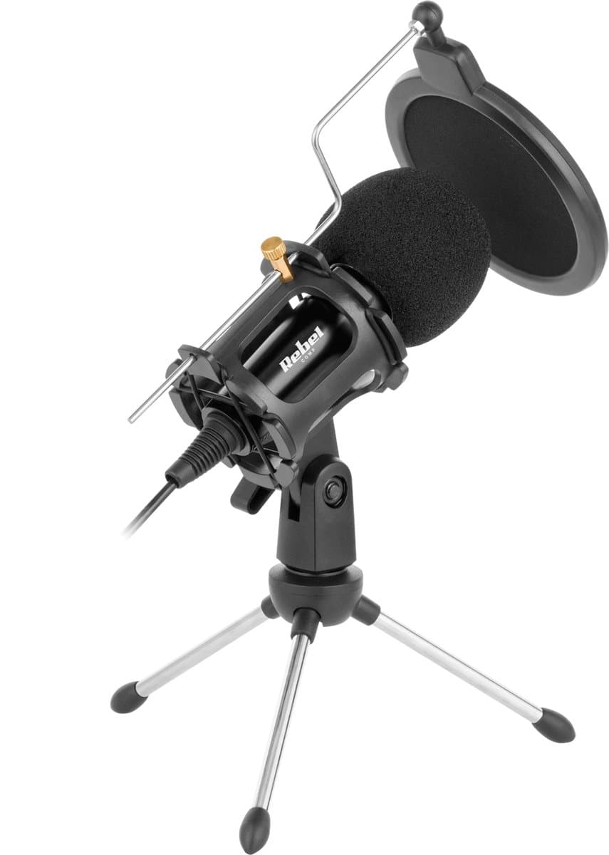 Rebel KOM1052 - Condensator Microfoon - Statief - Dooklijnig - Pop Filter