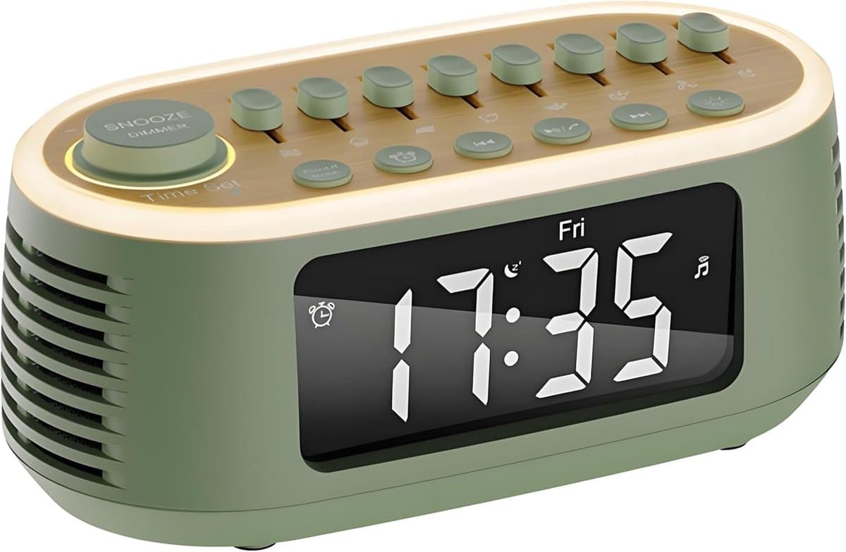 Witte Ruis Machine met Bluetooth Speaker, Digitale Wekker en RGB Nachtlamp