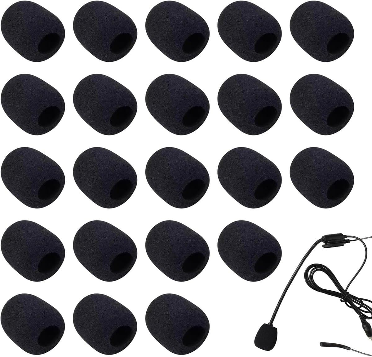 20 Stuks Zwarte Windschermen voor Lavalier en Headset Microfoons