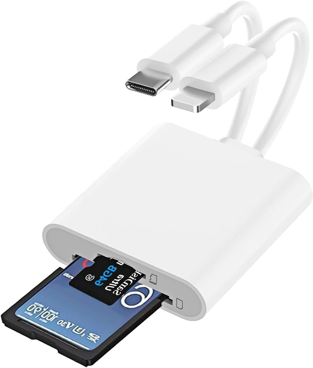 SD kaartlezer voor iPhone - Lightning connector - Geschikt voor iPhone/iPad/MacBook - Eenvoudig foto's en video's overzetten - Handig en compact formaat