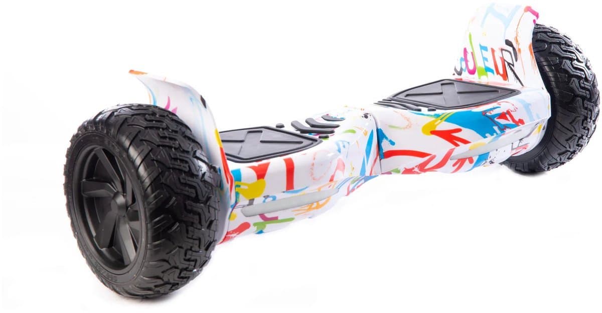 Altrado - Hoverboard – White multicolour 8.5 inch Off-Road - 15 km/h - 10km bereik - Bluetooth speaker - Oxboard - Hoverboards