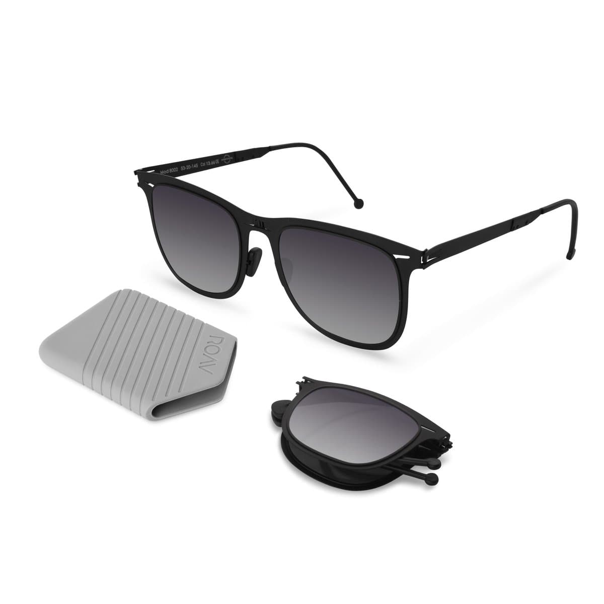 ROAV LENNOX - Opvouwbare zonnebril – Polariserend UV400 - Matte Black - Grey Gradient glazen