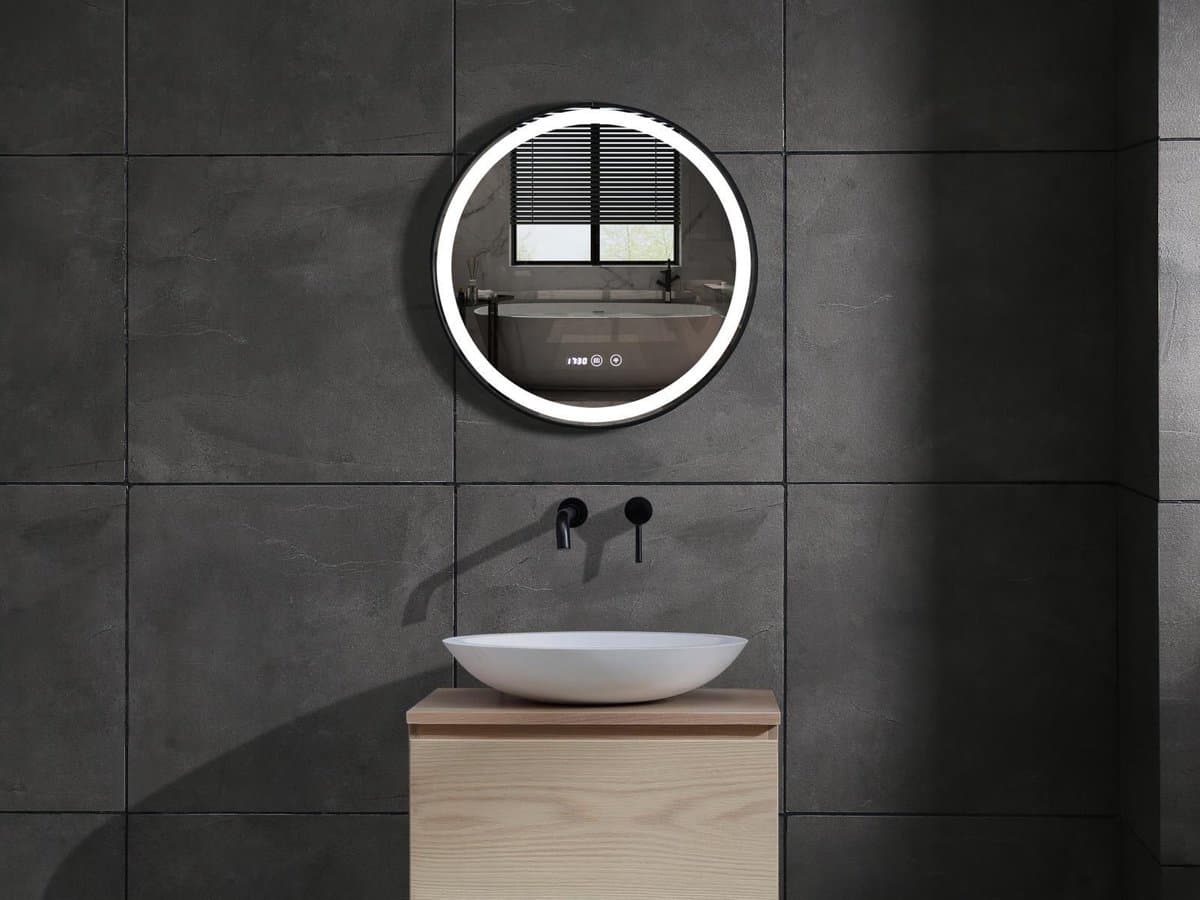 Mawialux LED Badkamerspiegel - 50cm - Rond - Verwarming - Digitale klok - Julia