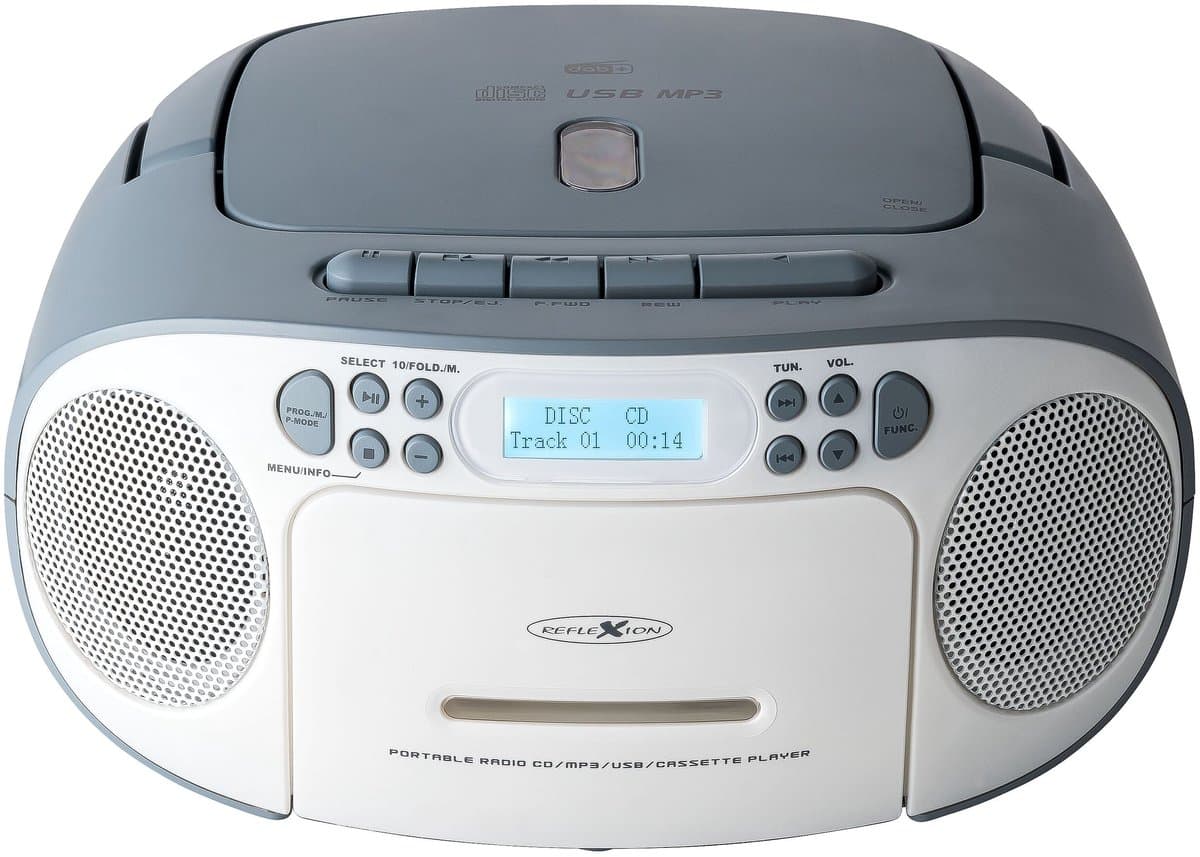 Reflexion Radio/CD-speler DAB+, VHF (FM), DAB AUX, CD, Cassette, USB Wit, Blauw