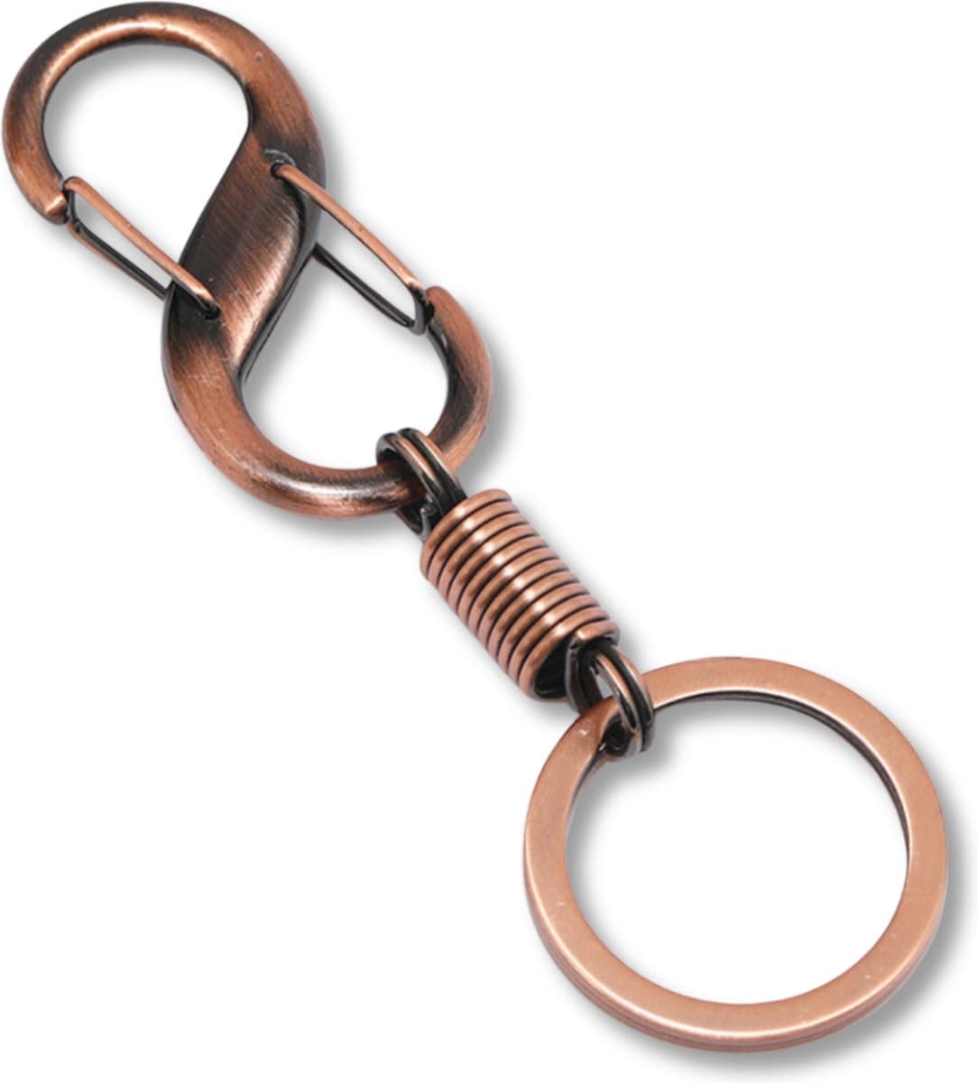 Travel Cords - Sleutelhanger Mat Koper S - S-Haak - 2 haken - autosleutels - robuust - stevige sluiting - metaal - hoogwaardige kwaliteit