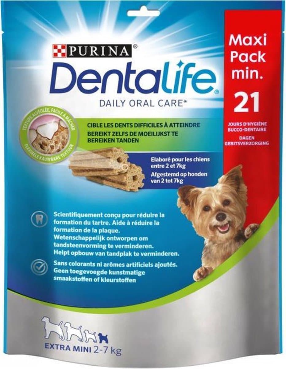5x Purina Dentalife Daily Oral Care - Extra Small - Hondensnacks - 207 gram (21 sticks)