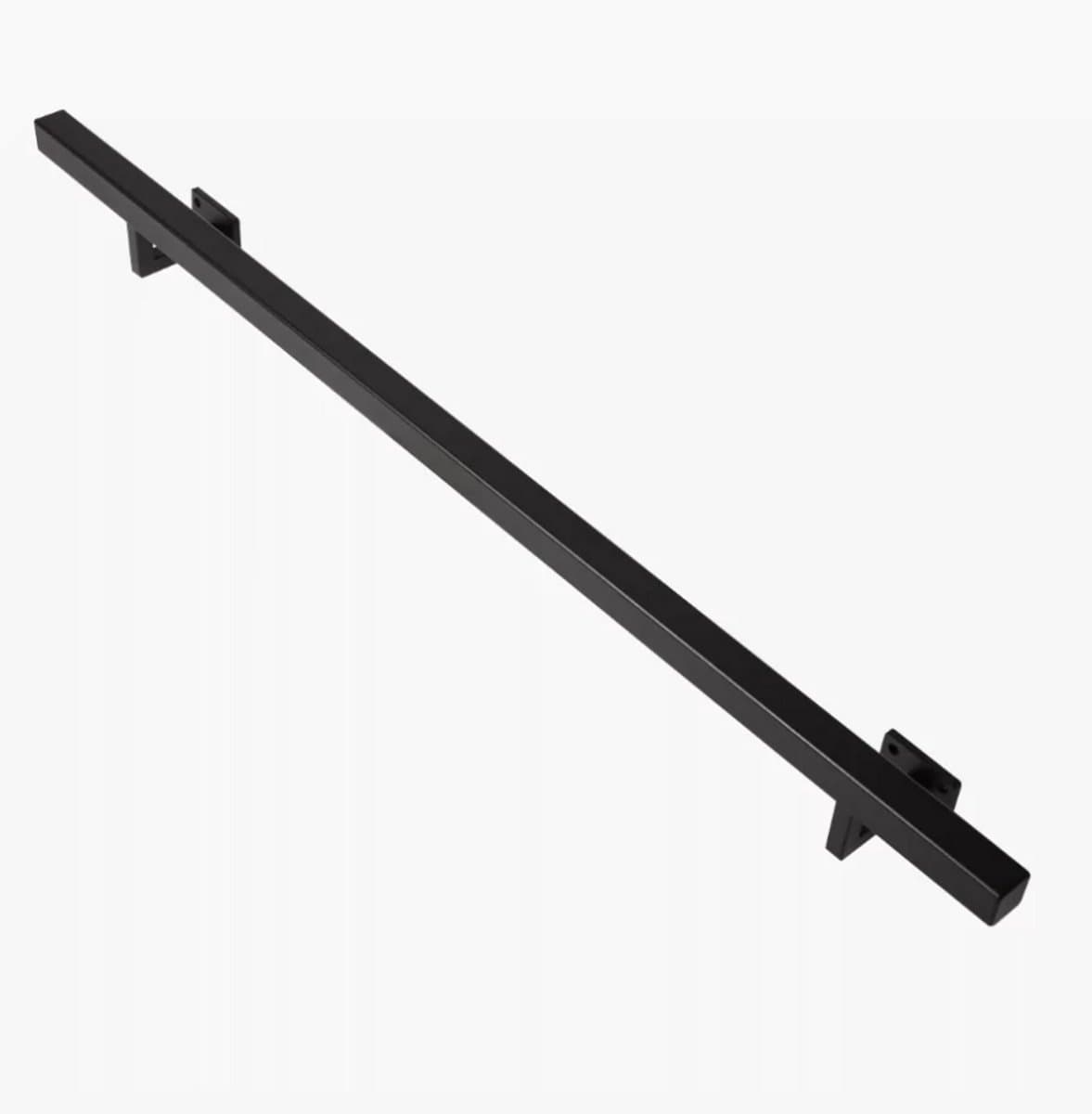Stalen trapleuning vierkant zwart gepoedercoat 380cm inclusief 4 trapleuning houders
