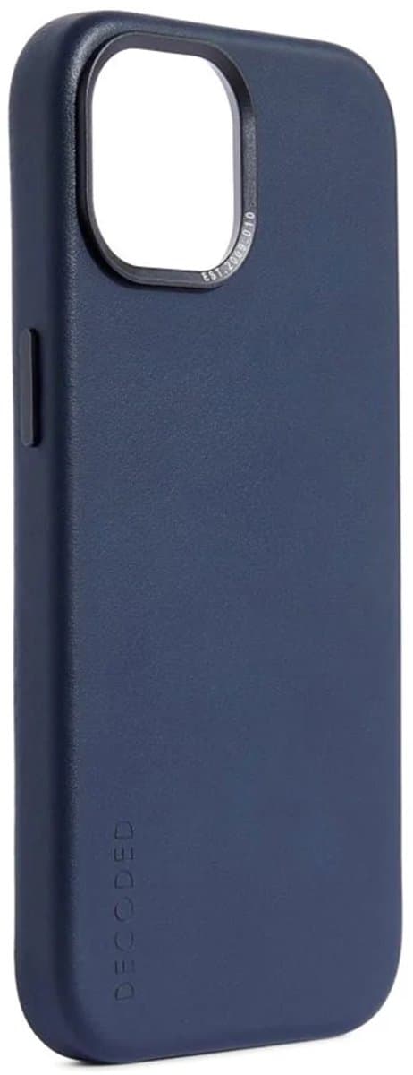 DECODED Leren Hoesje voor iPhone 15 - Hoogwaardig Europees Leer - Geschikt voor MagSafe - True Navy Blauw