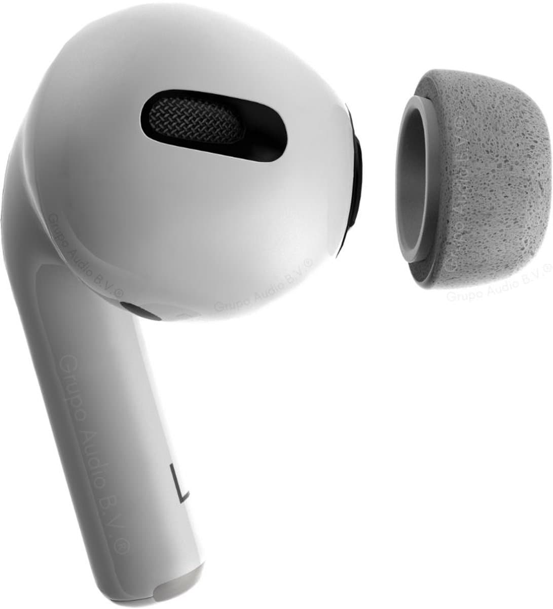 Foam eartips geschikt voor Airpods Pro (2) - licht grijs - 6× Small - zachte memory foam opzet oortjes - foamigo®