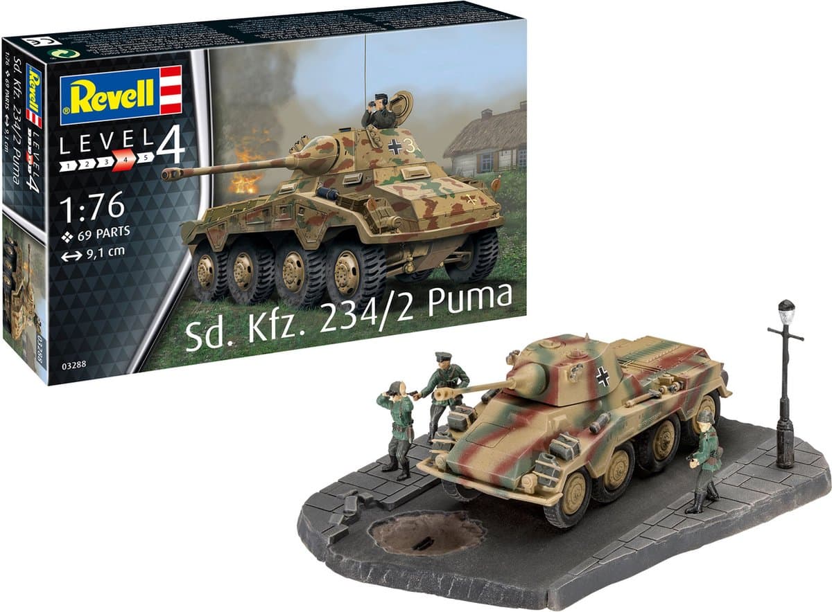 Revell Modelbouwpakket Militaire voertuigen - 03288 Sd.Kfz. 234/2 Puma Plastic - 1:76 - Modelbouw