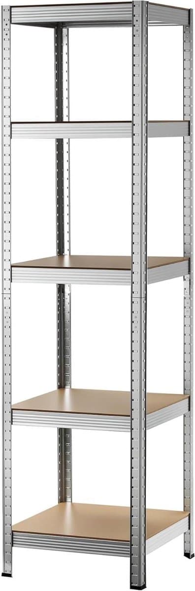 Stellingkast Zwaarbelastbaar - Opbergrek Staal - Opslag Organiseren - Flexibel Steeksysteem - 180 x 40 x 40 cm - Zilverkleurig