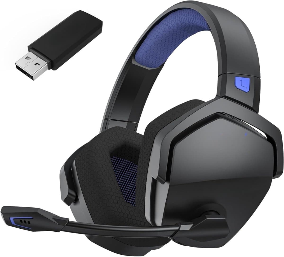 RUX® Game headset draadloos - Headset - Game headset - Gaming headsets - Zwart/Blauw - 20cm x 11cm x 21cm