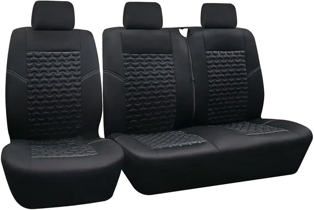 Autostoelhoezen - Stoelhoezen Bestelwagen - Interieur Beschermen - Universele Pasvorm - 2+1 - Zwart