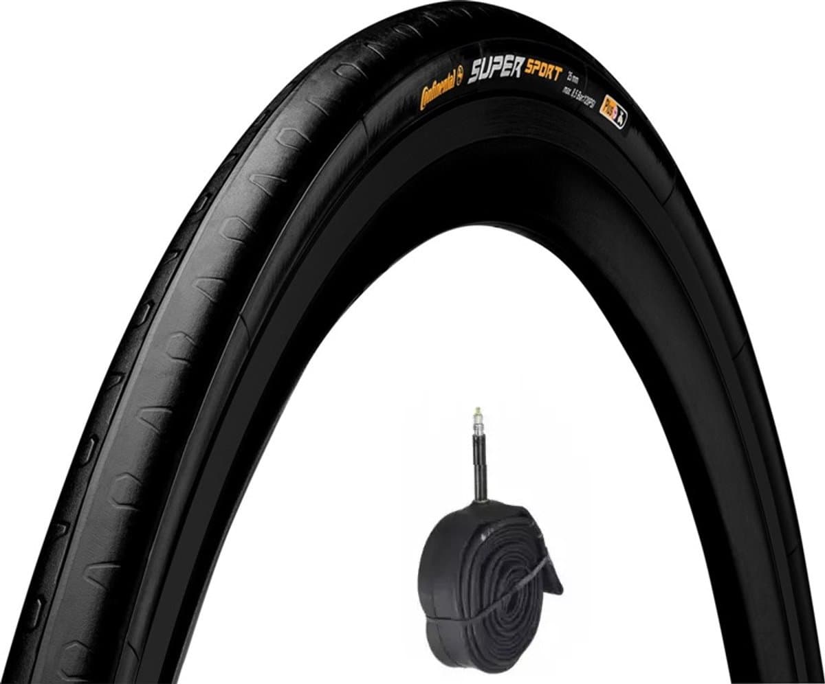 set Continental Super Sport racefiets vouwband 28x0.9 inch ERTRO 23-622 buitenband + binnenband PV 60mm - Zwart