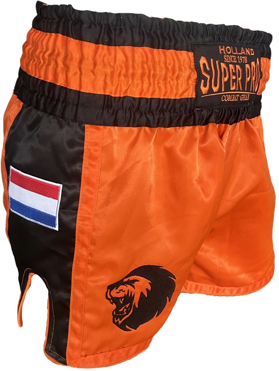 Super Pro Nations Holland Kickboks Broekje Oranje/Zwart (Beschikbaar in verschillende maten)
