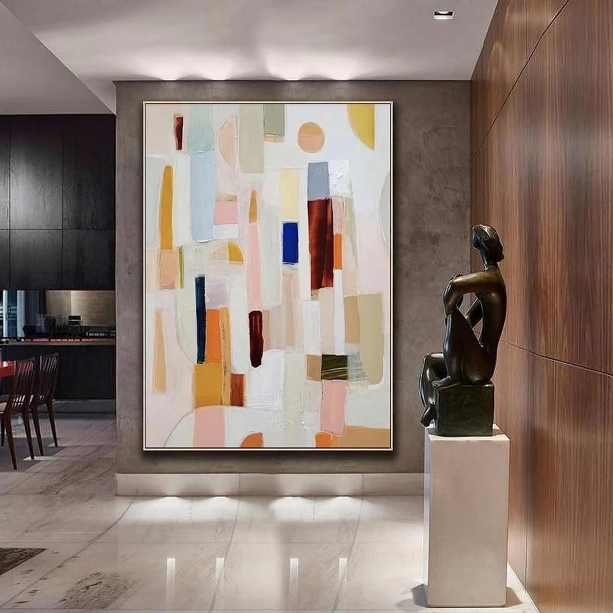 Muurkunst Canvas - Abstract Decoratie - Woonkamer Verfraaien - Waterdicht & Lichtbestendig - 70x90 cm - Zwart-Wit